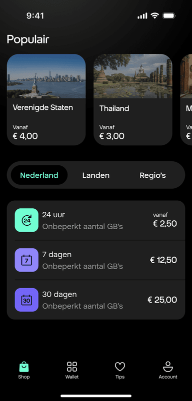 SimWallet app voorbeeld